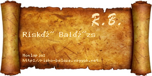 Riskó Balázs névjegykártya